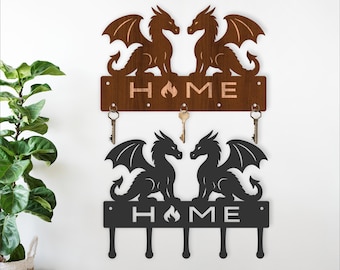 Dragons Key Holder - Fantasy Dragon Wall Key Rack Laser Cut File (Digital Download)