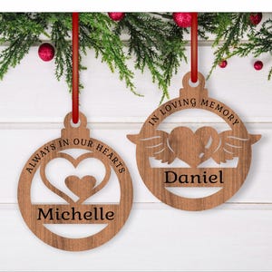En amorosa memoria Adornos navideños SVG cortados con láser, descarga instantánea de plantillas en PDF, Dxf, Ai y Cdr.