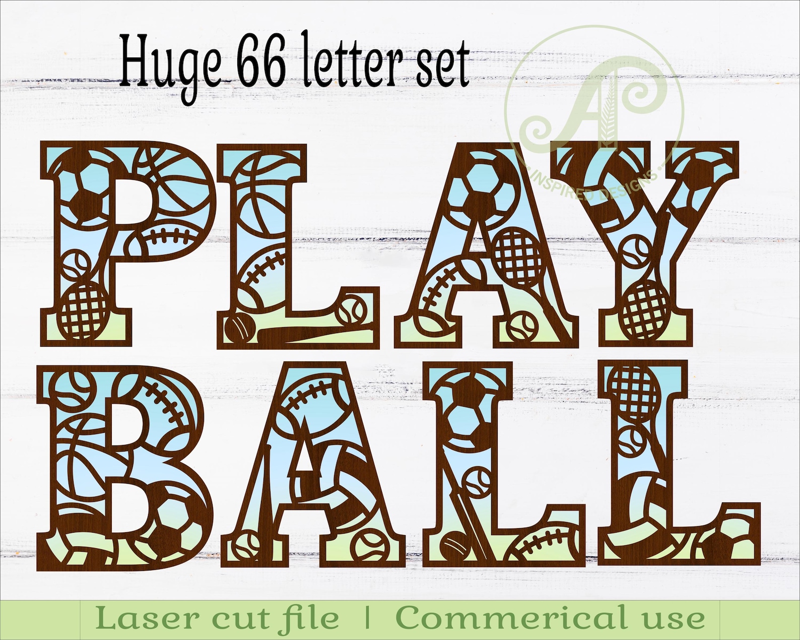 Visual Ball Letters Sports Ball Alphabet SVG: Layered Letters, Laser Cut Files (digital ...