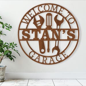 Garage personalisiertes Schild SVG, Vater Thema Wandhänger, Laser geschnitten Vorlage, sofortiger Download Vektordatei Ai, Cdr, Dxf