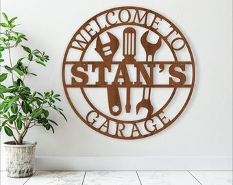 Garage Name Sign SVG, Laser Cut Personalized Tools wall art (Digital Download)