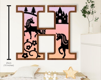 Unicorn Wall Letter Art: 3-Layer SVG Laser Cut Files (Digital Download)