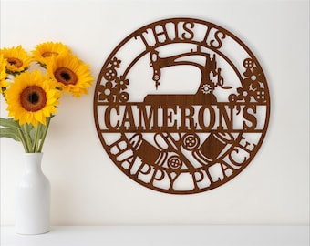 Sewing Room Sign: Personalized Name, Laser Cut Wall Decor (Digital Download)