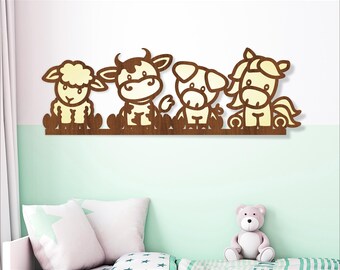 Farm Animal Line Up Wall Art SVG: Laser Cut Files (Digital Download)