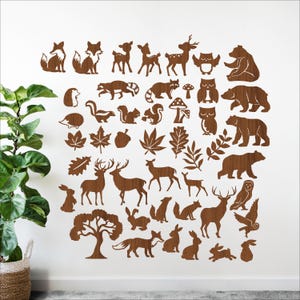 Woodland Animals SVG Bundle: 38 Laser Cut Designs for Nursery Wall Art (digital download)