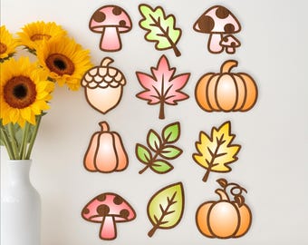 Fall Shape SVG Set: 12 Detailed Autumn Laser Cut Design Files
