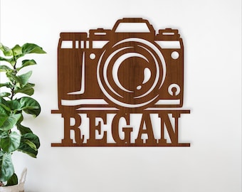 Camera Name Sign SVG - Photography Personalized Wall Art  (Digital Download)