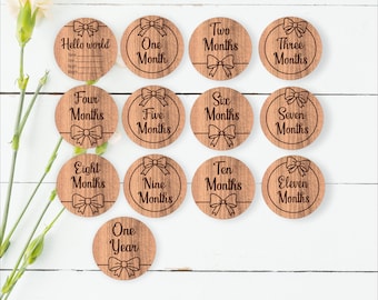 Bow Baby Milestone Discs SVG Bundle – Monthly Photo Milestone Set (Digital Download)
