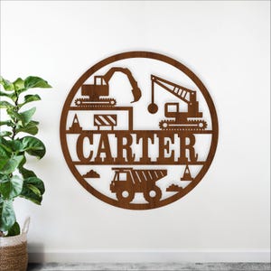 Construction Name Sign SVG: Personalized Digger Nursery Wall Decor (digital download)