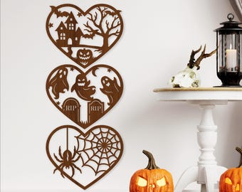 Halloween Heart Wall Sign SVG: Laser Cut Home Decor (Digital Download)