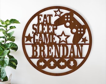 Gamer Name Sign: Laser Cut Video Game kids room personalized sign (Digital Download)