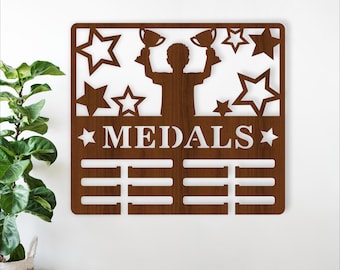Trophies Medal Holder SVG: Sports Name Sign Laser Cut Template (Digital Download)