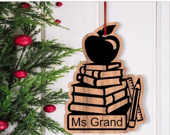 Teacher Christmas Ornaments SVG laser cut, instant download Pdf, Dxf, Ai and Cdr template.
