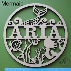 Mermaid Name Sign SVG Ocean Themed Door or Wall Hanger - Etsy Australia