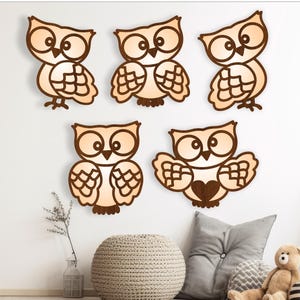 Owl designs 5 cut out laser cut file, shapes. vector file SVG, ai, cdr, dxf and Pdf instant download layered shape cut outs