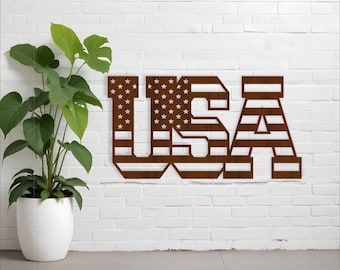 USA letters wall sign - digital download laser cut file - American wall sign stars and stripes sign