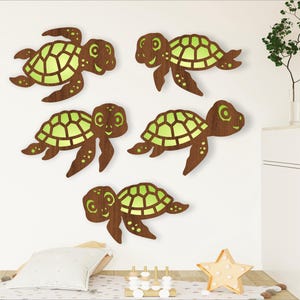 Niedliche Schildkröten 5 zweischichtige Vektordateien SVG, ai, cdr, dxf und Pdf sofort Download überlagerte Form Ausschnitte