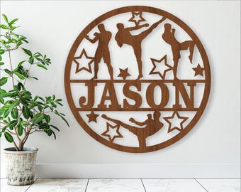 MMA Name Sign: Sports Wall Art, Laser Cut Template (Digital Download)
