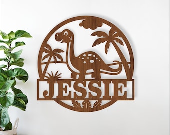 Dinosaur Nursery Name Sign: Brontosaurus Wall Decor (Digital Download)
