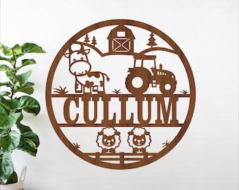Farm Name Sign SVG: Laser Cut Tractor, Cow, Sheep (Digital Download)