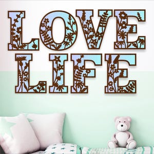 Conjunto de letras del alfabeto de flores silvestres. Letras de 2 capas. 50 opciones de letras Archivo vectorial SVG ai, cdr, dxf y pdf Descarga instantánea Diseño digital