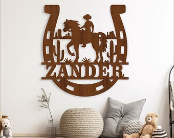 Rodeo Horse Name Sign SVG,  Cowboy Wall Art Laser Cut Template (Digital Download)