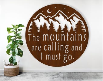 Mountains Are Calling Wall Art: Laser Cut Sign SVG, DXF, AI (Digital Download)