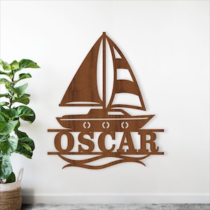 Sailing Boat Name Sign SVG -Boating Personalized Laser Cut Template (Digital Download)