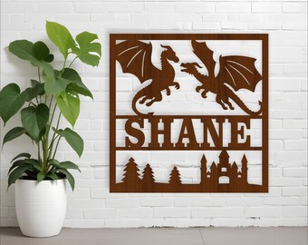 Dragon Name Sign: Laser Cut SVG Template (Digital Download)