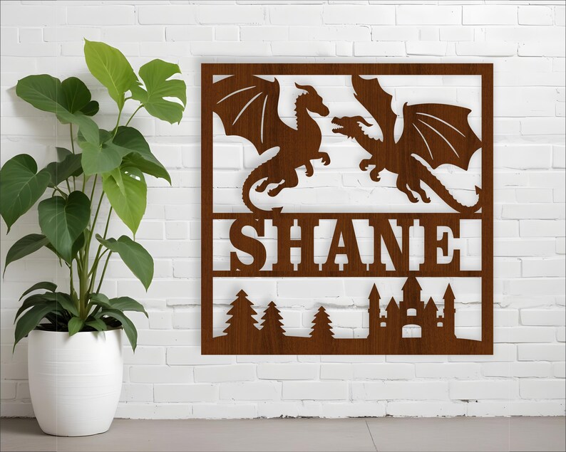 Dragon Name Sign: Laser Cut SVG Template (digital Download) - Etsy
