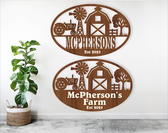 Farm Scene Name Sign SVG: Laser cut Personalized Decor (Digital Download)