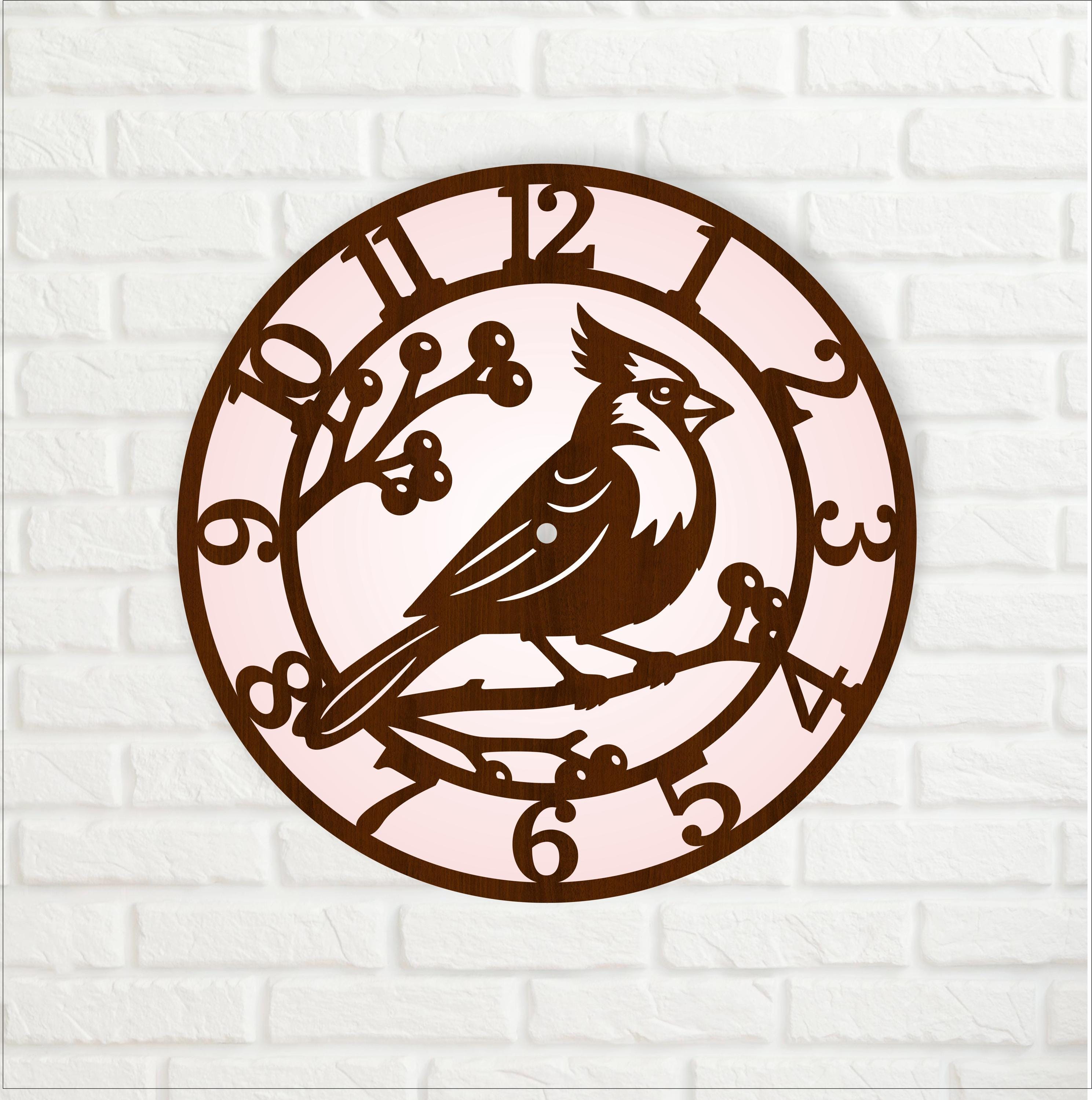Cardinal Bird Wall Clock Designs for Laser Cutting. Bird Lovers Clocks ...
