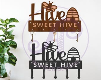 Hive Sweet Hive Key Holder Laser Cut File - Wood & Metal (Digital Download)