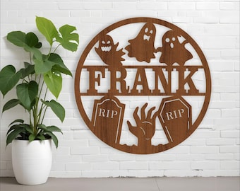 Halloween Name Sign: Tombstones, Ghosts, personalized Laser Cut SVG (Digital Download)