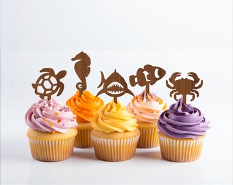 Ocean Cupcake Toppers: 6 Laser Cut Designs (Digital Download)