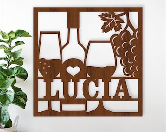 Wine lovers Name Sign – SVG Laser Cut Vineyard wine Wall Art (Digital Download)