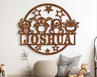 Monsters Name Sign SVG: Laser Cut Nursery Decor Template (Digital Download)