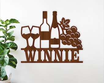 Wine Lover Name Sign SVG - Winery Laser Cut Personalized Template (Digital Download)