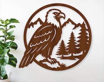 Bald Eagle Wall sign SVG | American Wildlife Laser Cut | Bird home decor (Digital download)