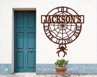 Halloween Family Name Sign: Laser Cut Spiderweb SVG (Digital Download)