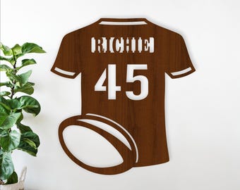 Rugby Shirt Name Sign SVG -Sport Theme Laser Cut Template (Digital Download)