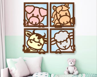 Farm Animal Wall Art SVG Laser Cut File: Nursery Decor (Digital Download)