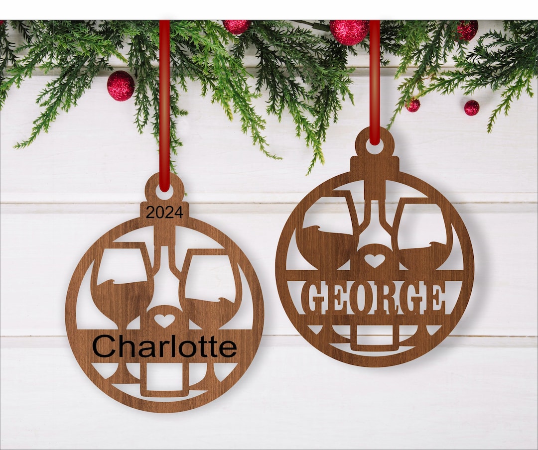 Wine Lovers Christmas Ornament SVG Laser Cut Template (digital Download ...