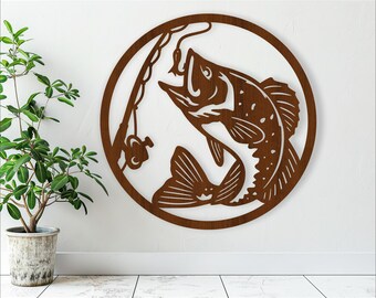 Bass Fishing Wall Sign SVG: Laser Cut DIY Vector File (Digital Download)