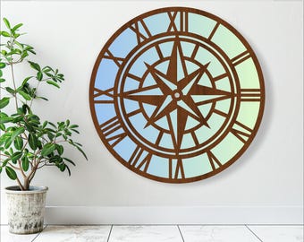 Compass wall clock laser cut SVG wall clock (Digital Download)