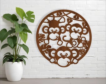 Monkey Nursery Decor Sign: Laser Cut Jungle Wall Art (Digital Download)