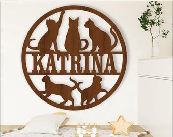 Cat Name Sign: Laser Cut Pet Wall Decor SVG (Digital Download)