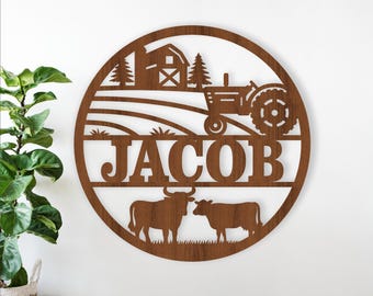 Farm name sign laser cut - digital download farmhouse themed wall personalized sign