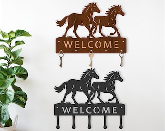 Running Horses Key Holder Laser Cut File: Wood & Metal Designs (Digital Download)