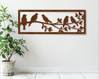 Birds on Branch Wall Art: Laser Cut Files, SVG Vector (Digital Download)